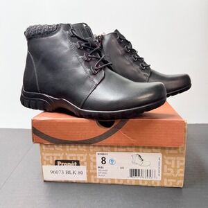Propet Delaney Black Leather Ankle Boots Womens 8M Lace Up Zip WFV002L
